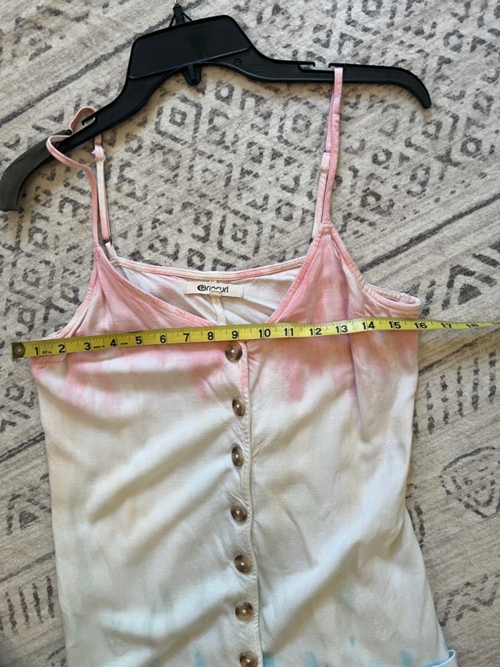 Rip Curl Pastel Tie-Dye Button-Front Spaghetti Strap Coverup - Pink/White/Blue - Picture 4 of 7